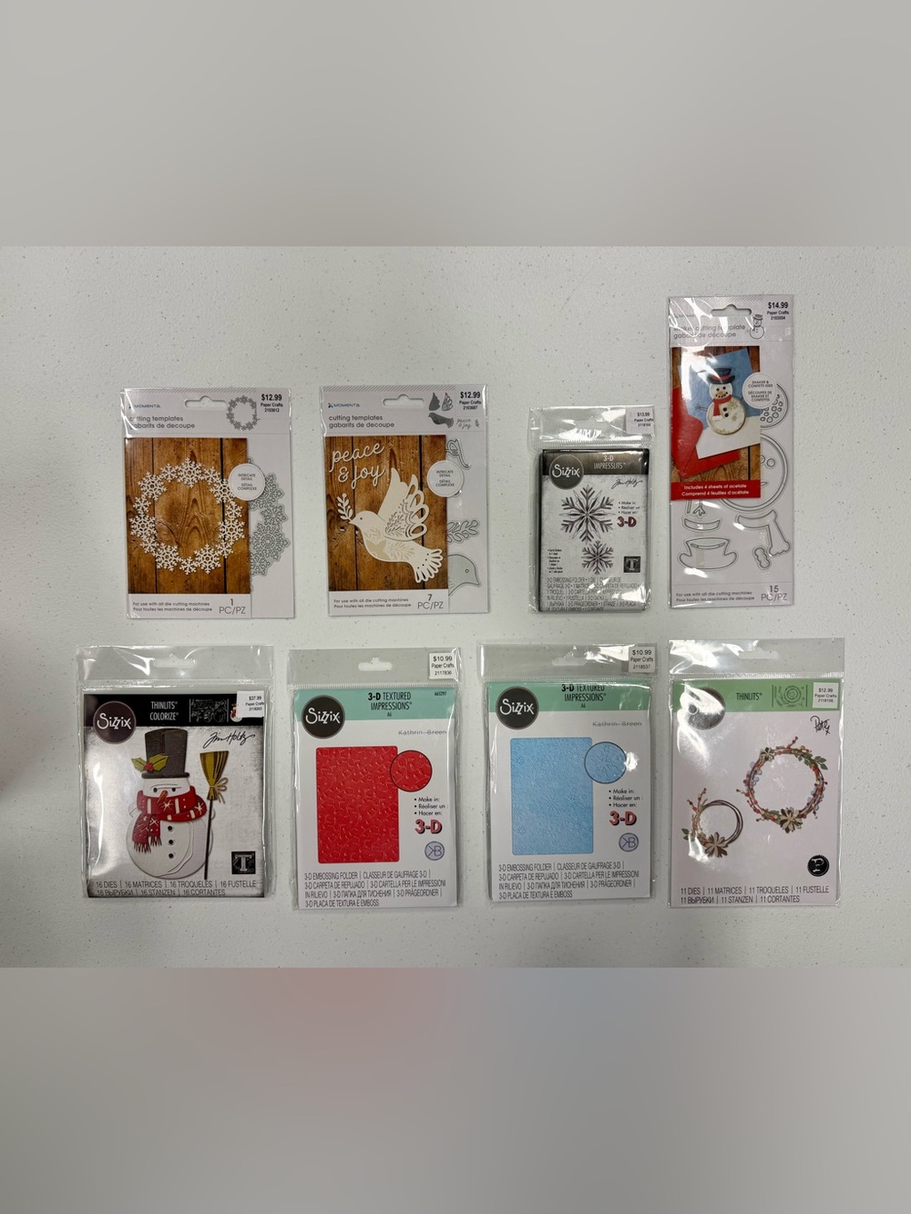 Sizzix & Momenta Christmas Craft Die Lot - 8 New Sets